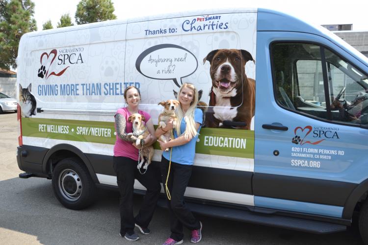 Staff Members Emily & Palina on a recent trip to the City of Sacramento Animal Shelter